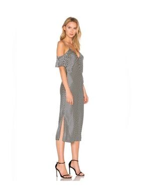 Alexander Wang Cold-Shoulder Striped Midi Dress 100% Silk